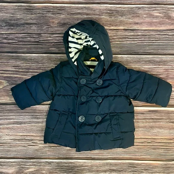 Baby Gap Navy Puffer Jacket Size 6-12 Months - Picture 2 of 6